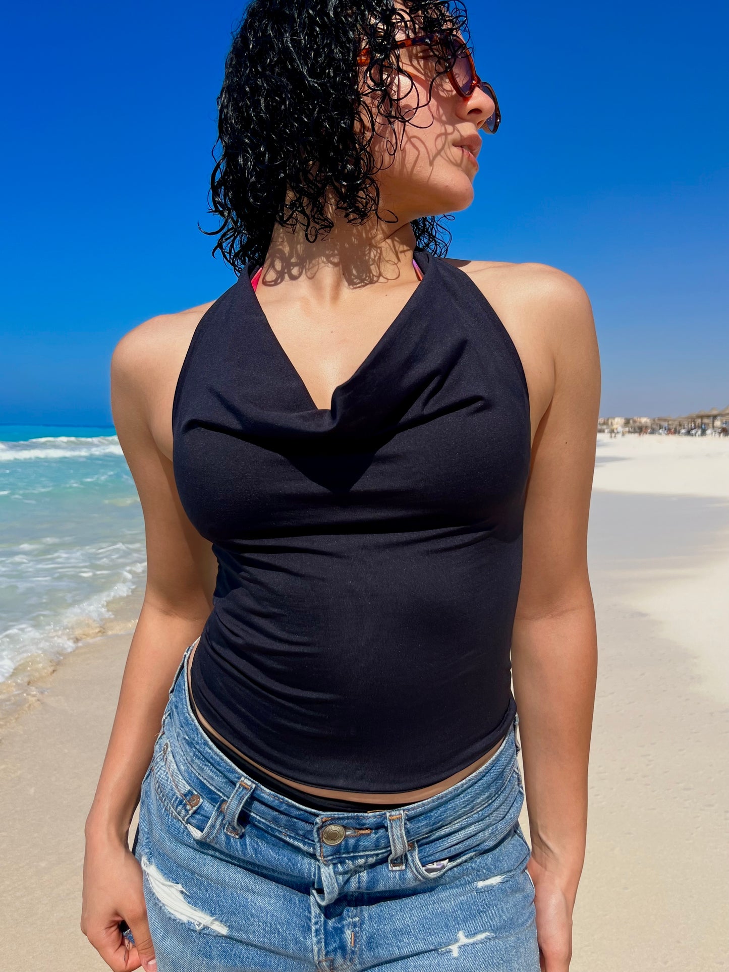 Drape Black Top