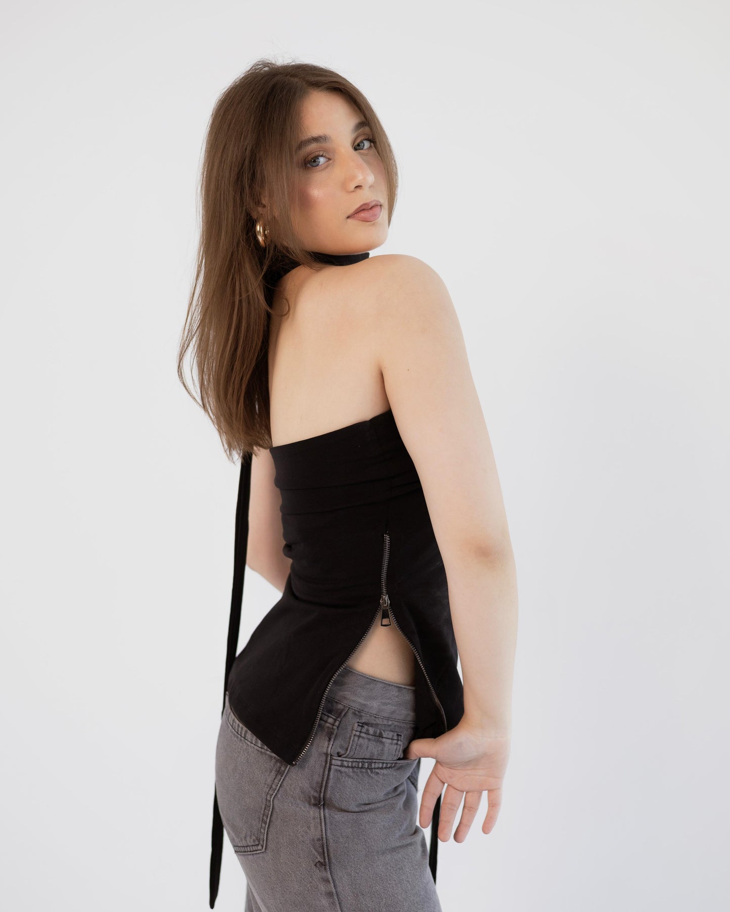 Black Side-Zip Top