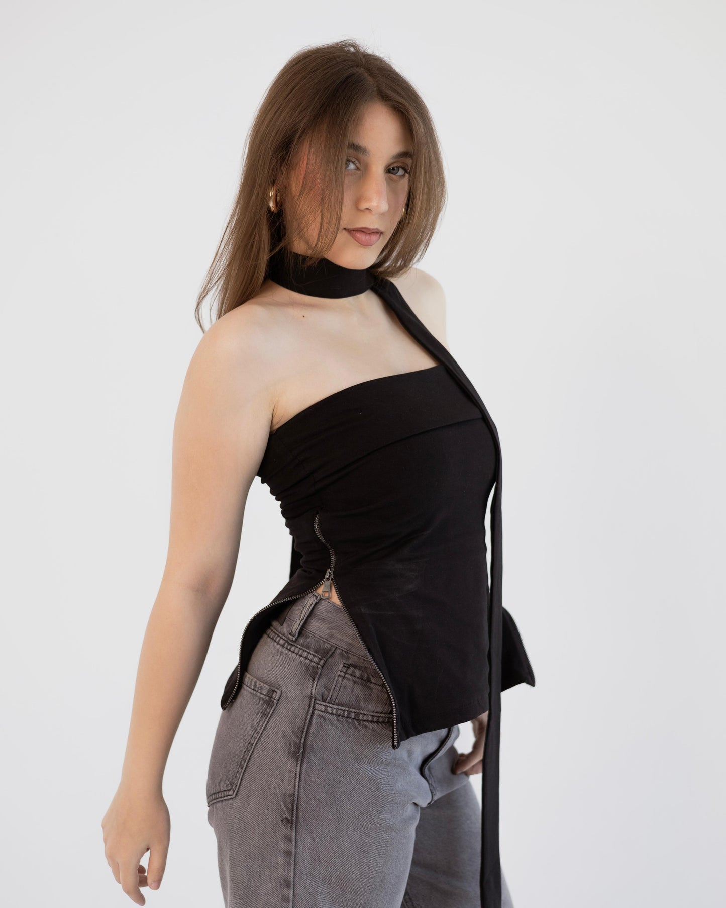 Black Side-Zip Top
