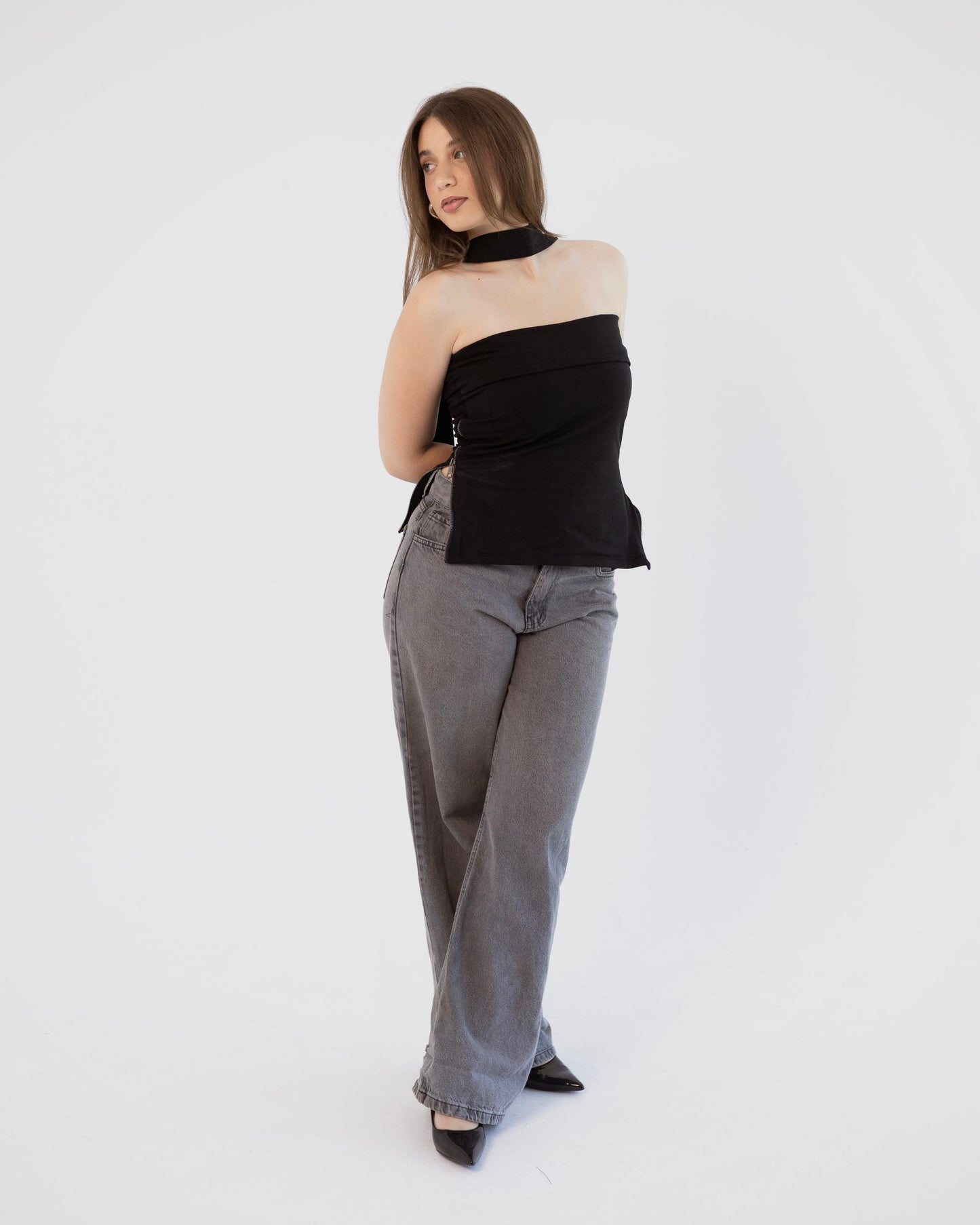 Black Side-Zip Top