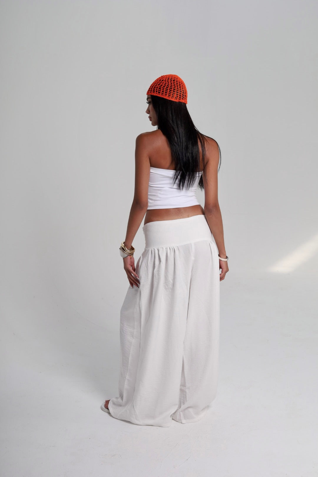 White Flowy Pants