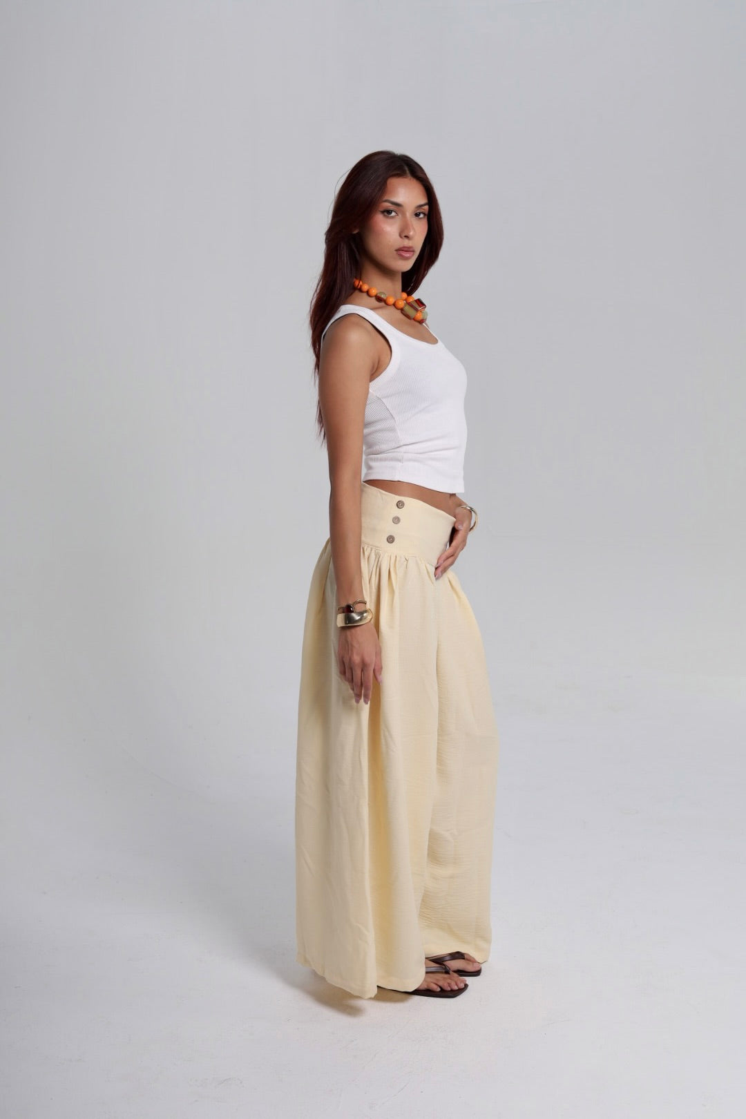 Butter Yellow Flowy Pants