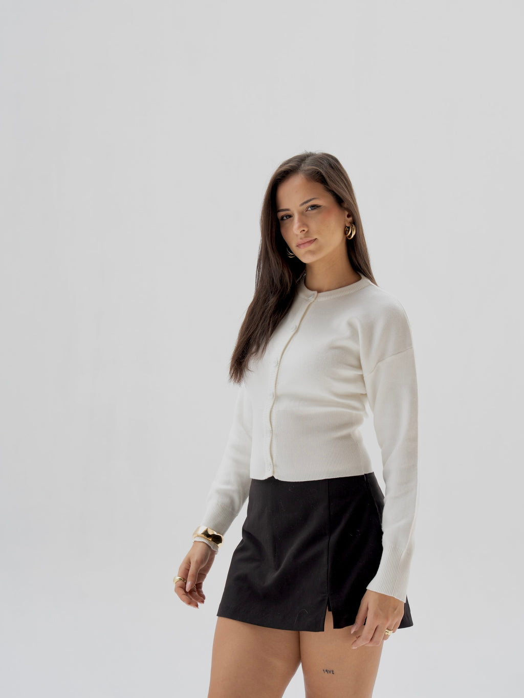 White Fitted Cardigan