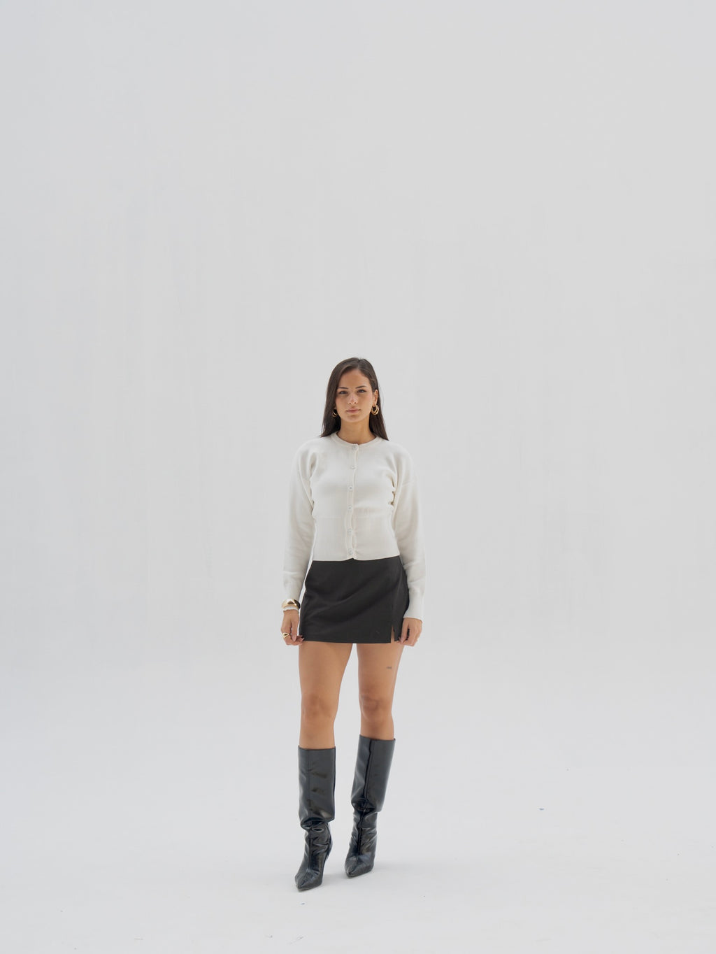 White Fitted Cardigan