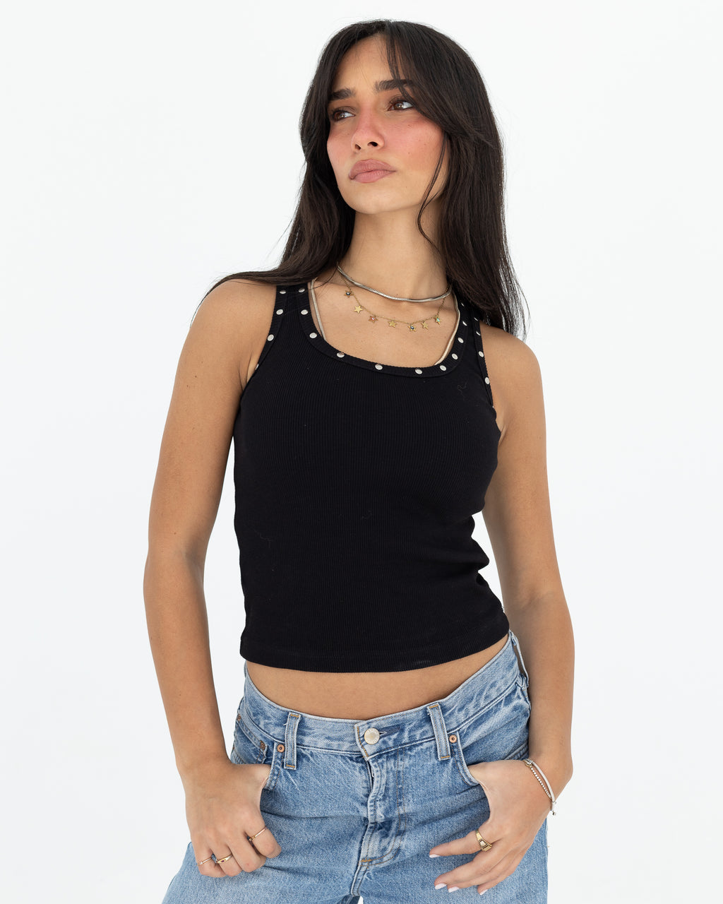 Black Studded Tank Top