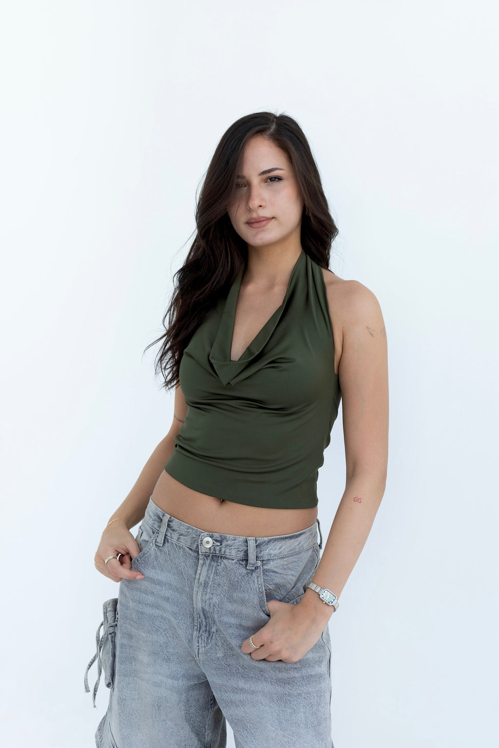 Drape Olive Top
