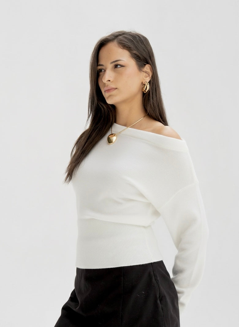 White One Shoulder Top