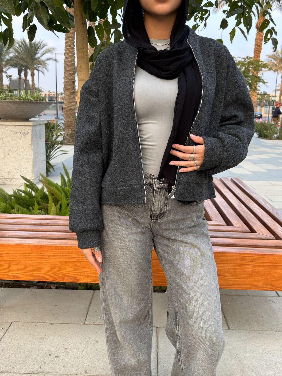 Dark Grey Bomber Jacket