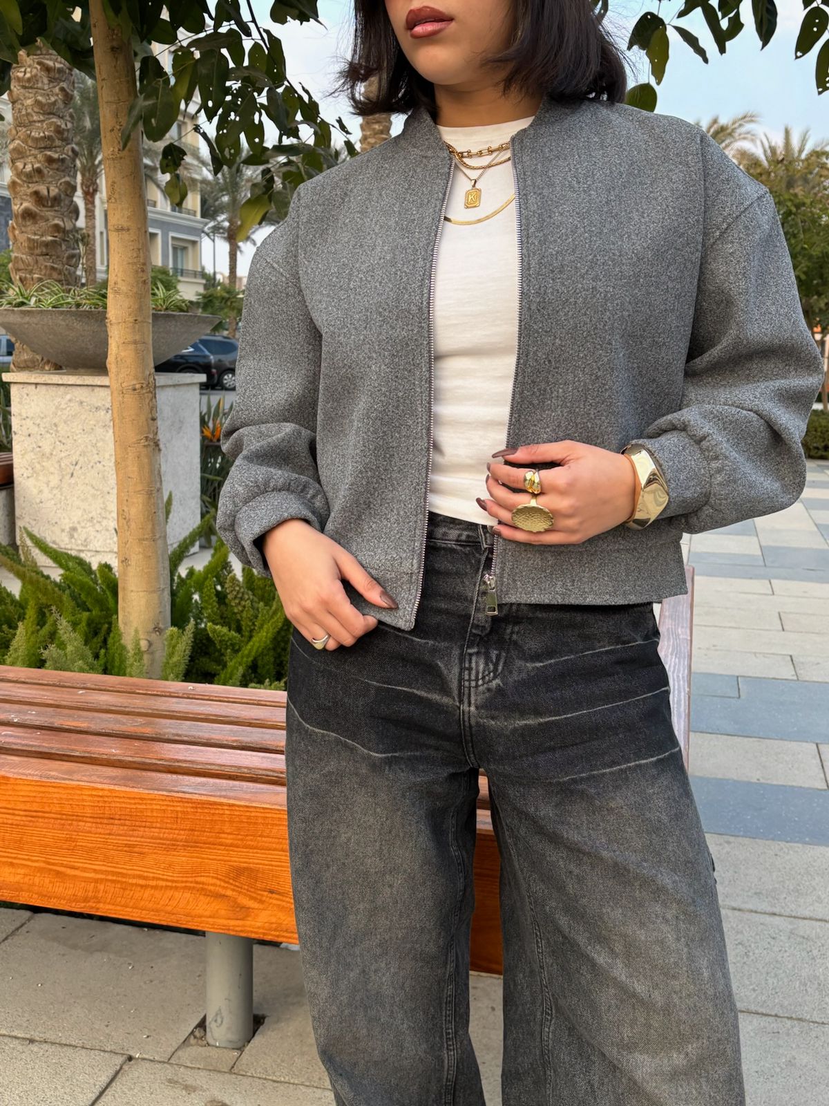 Light Grey Bomber Jacket