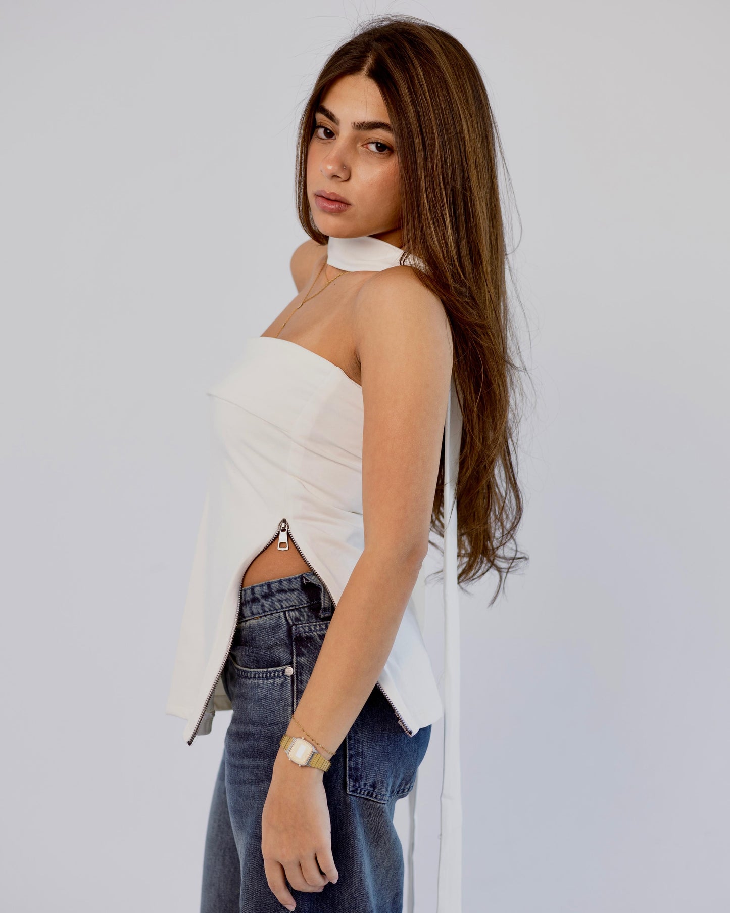 White Side-Zip Top