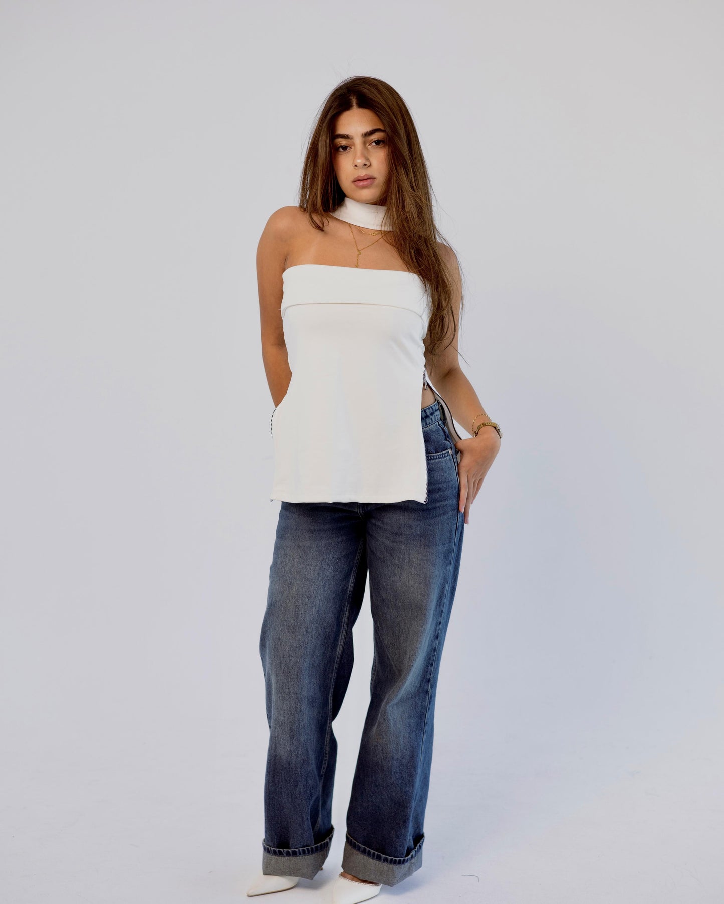 White Side-Zip Top