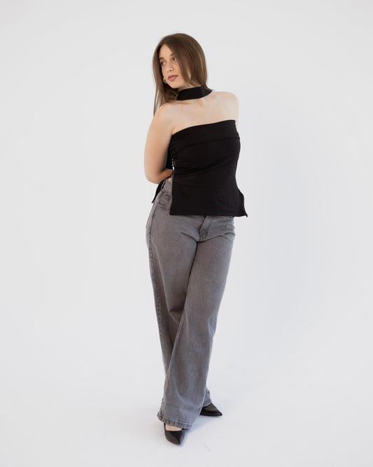 Black Side-Zip Top